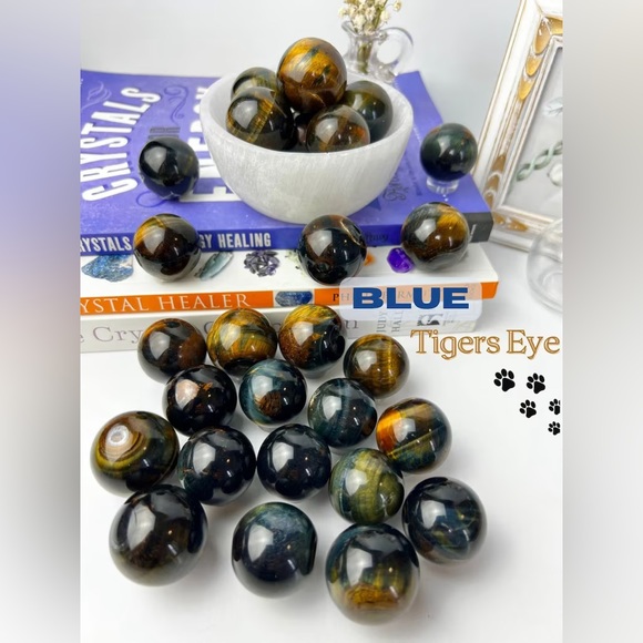 Blue Tigers Eye One Sphere Small Crystal Ball Flashy Chatoyant High Quality … - Picture 1 of 3